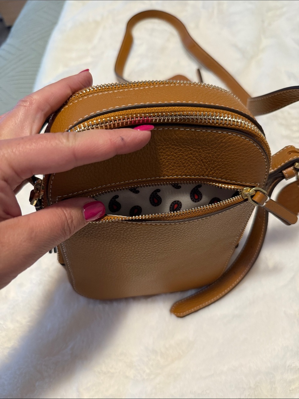 Vera Bradley Cognac Brown Pebbled Leather Crossbody with Matching Wallet NWT - Picture 9 of 13